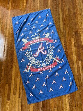 Vintage 90s Atlanta Braves Bath Beach Towel 1992 MLB Baseball - 52" x 27"